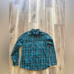Prana Men's Plaid long sleeve button down Shirt size medium slim fit